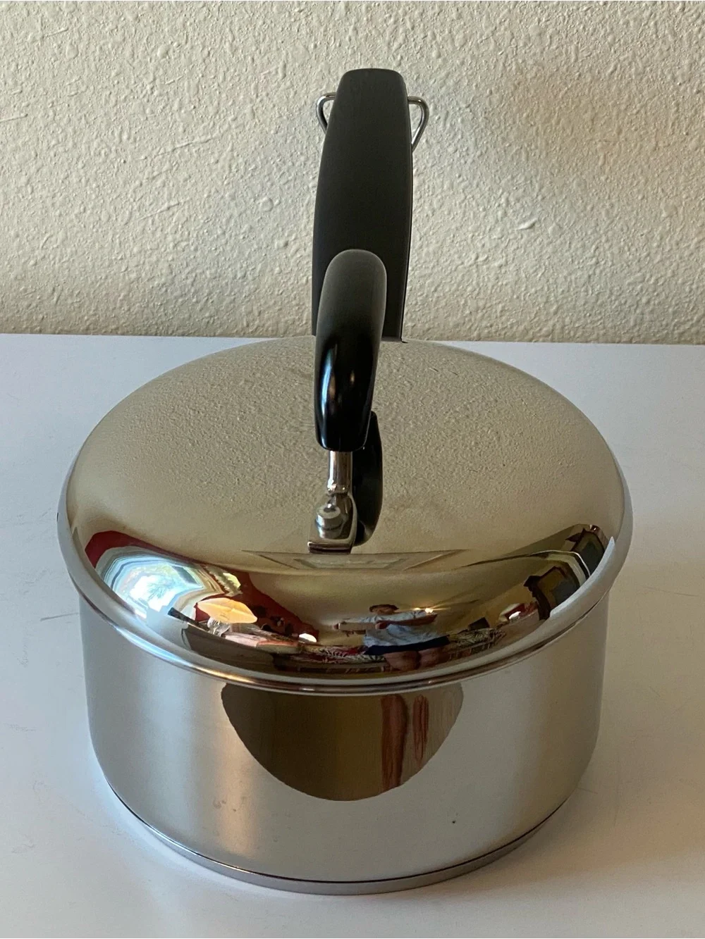 Stainless Steel Saucepan with Black Handle and Lid